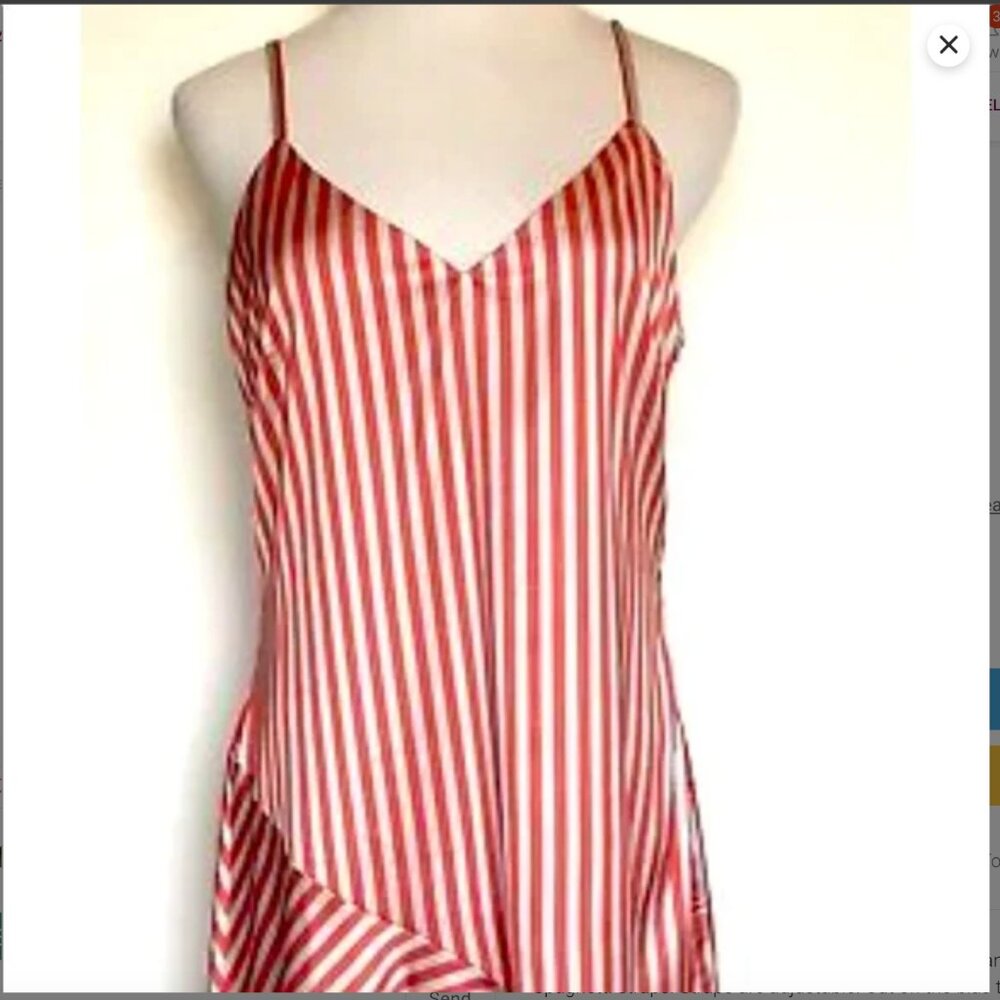 LEA & VIOLA ORANGE/GRAY STRIPE DRESS SZ M ADJ STRAPS LINED RUFFLE - Revolve